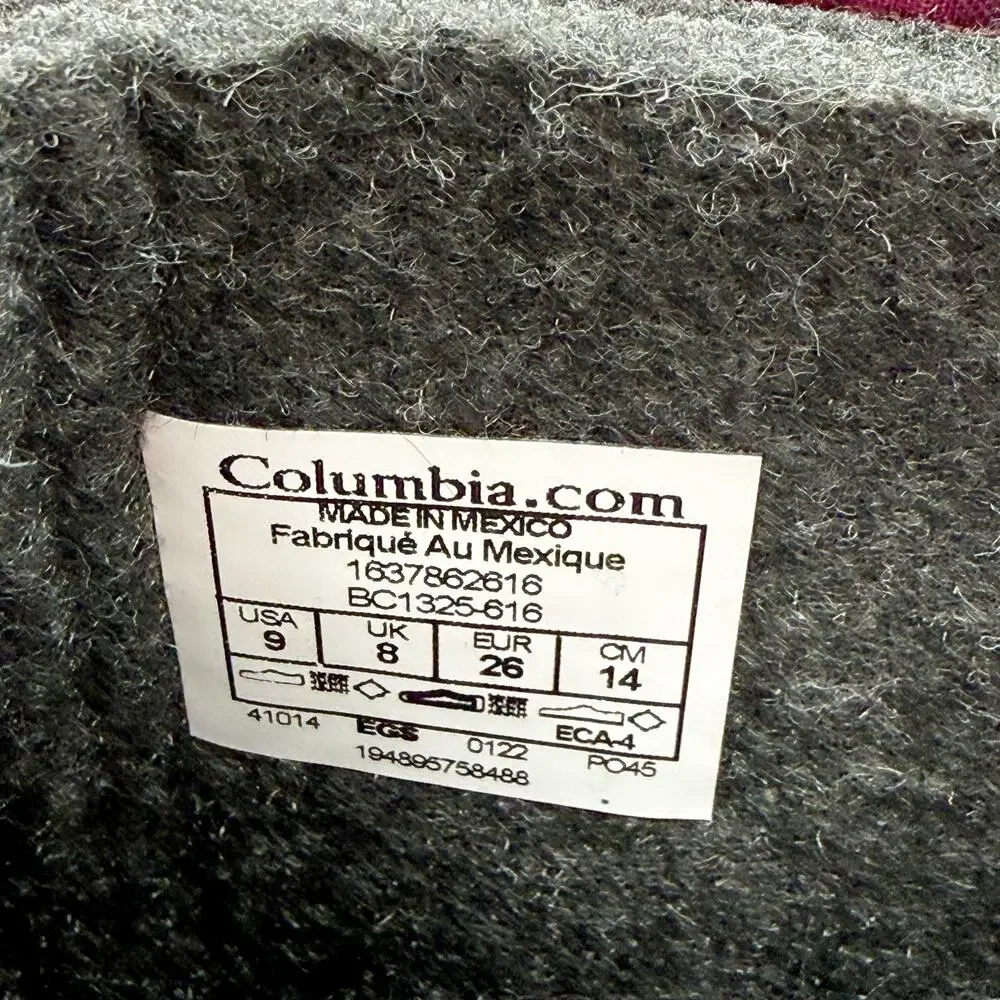 Columbia Girls Powderbug Forty Winter Boots US 9 Purple Waterproof Insulated NIB